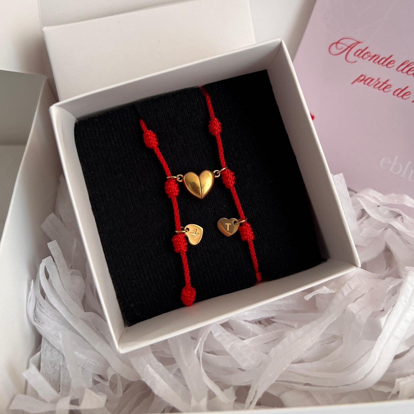 Pulseras hilo rojo iniciales corazón