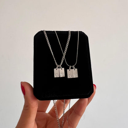 Collares de pareja iniciales doble plaquita