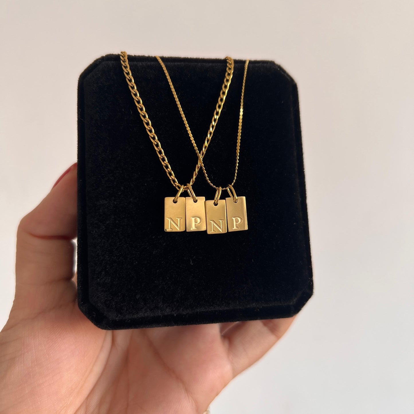 Collares de pareja iniciales doble plaquita