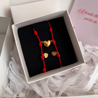 Pulseras hilo rojo iniciales corazón