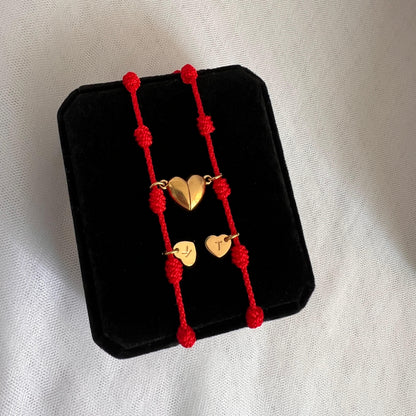 Pulseras hilo rojo iniciales corazón