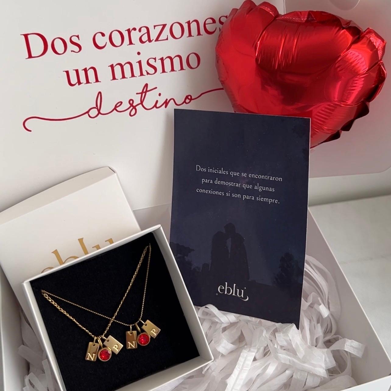 Collares doble plaquita y piedra de aniversario