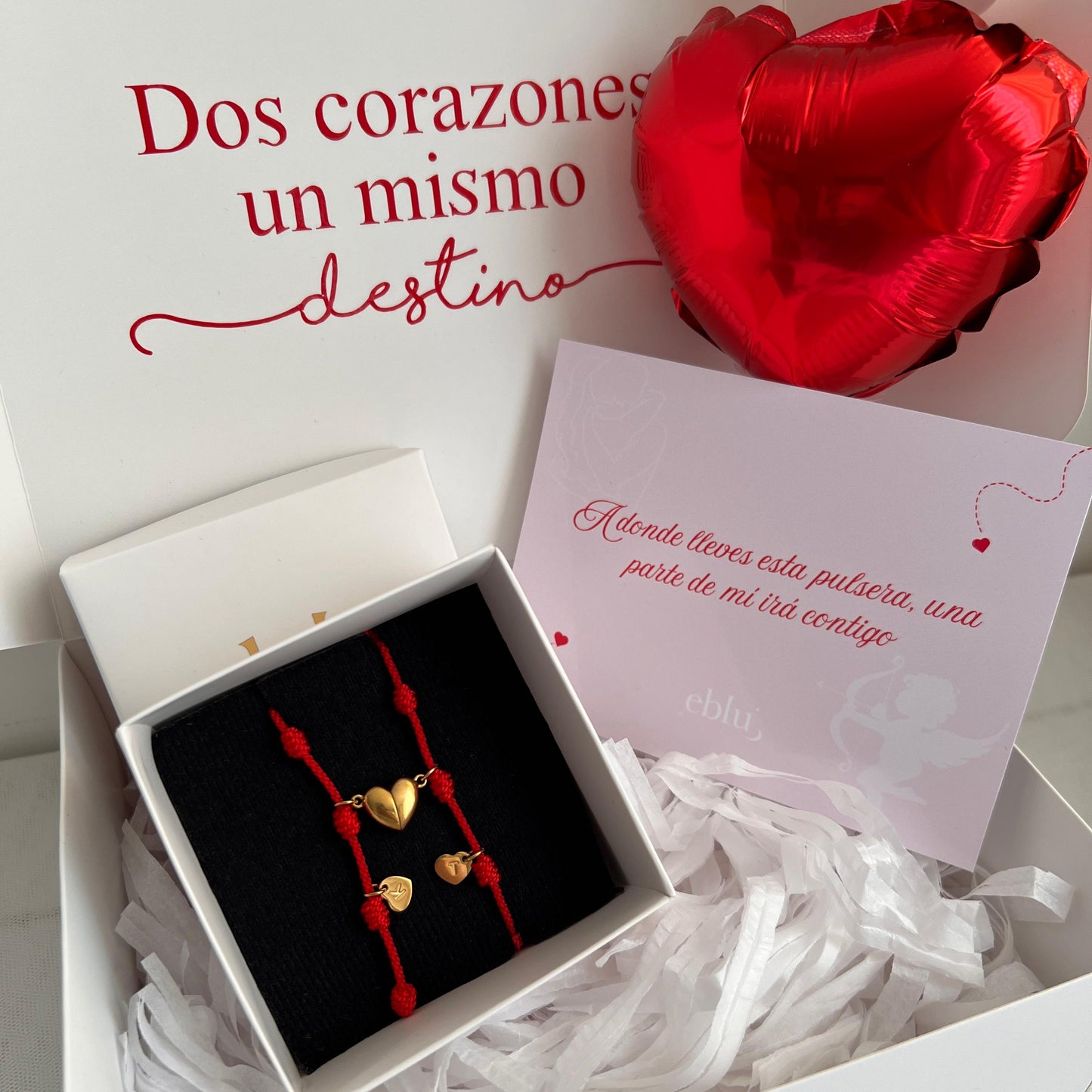 Pulseras hilo rojo iniciales corazón