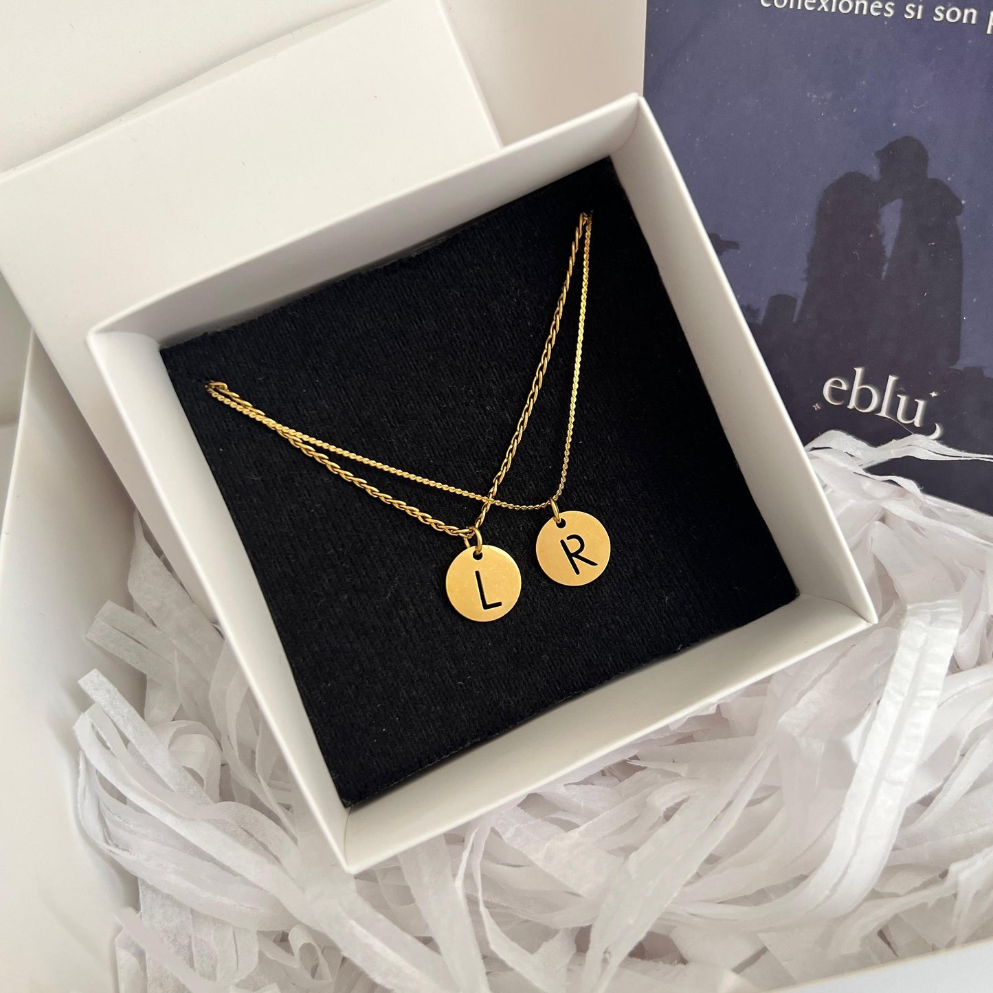 Collares de pareja iniciales circulares