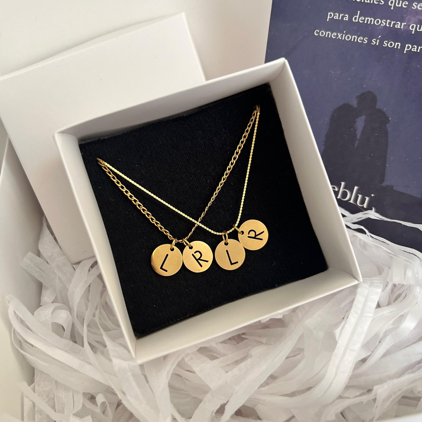 Collares de pareja iniciales doble círculo