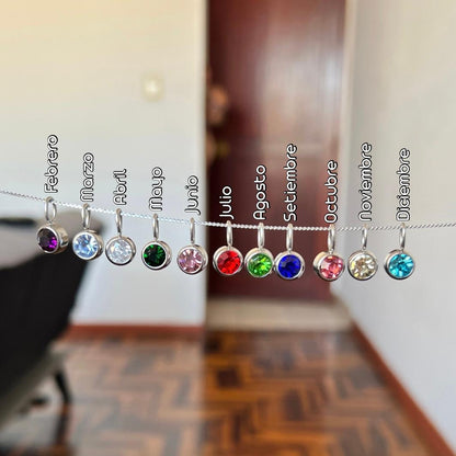 Collares plaquita y piedra de aniversario plateado